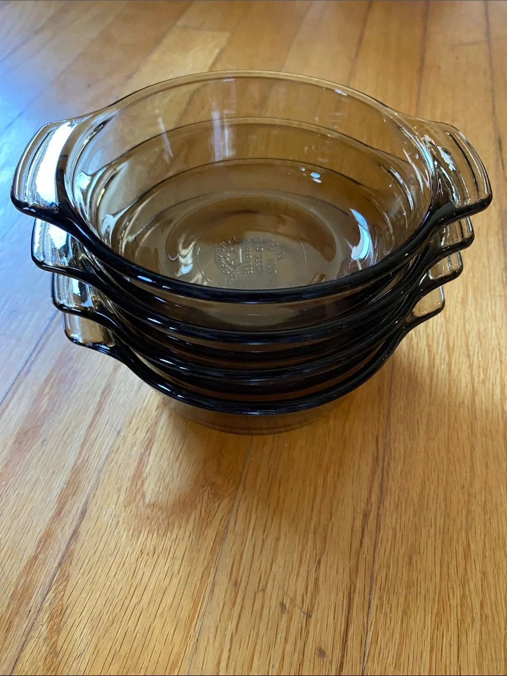 Vintage 1980’s L’Ovenware Smoked Brown Small Glass  Bake Dishes - 12 oz. Set 4